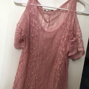 Lacey pinky rose gold cold shoulder top from debs